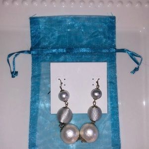Brand new never worn pearl and robe bead 3 inch drop earrings. With jewelry bag